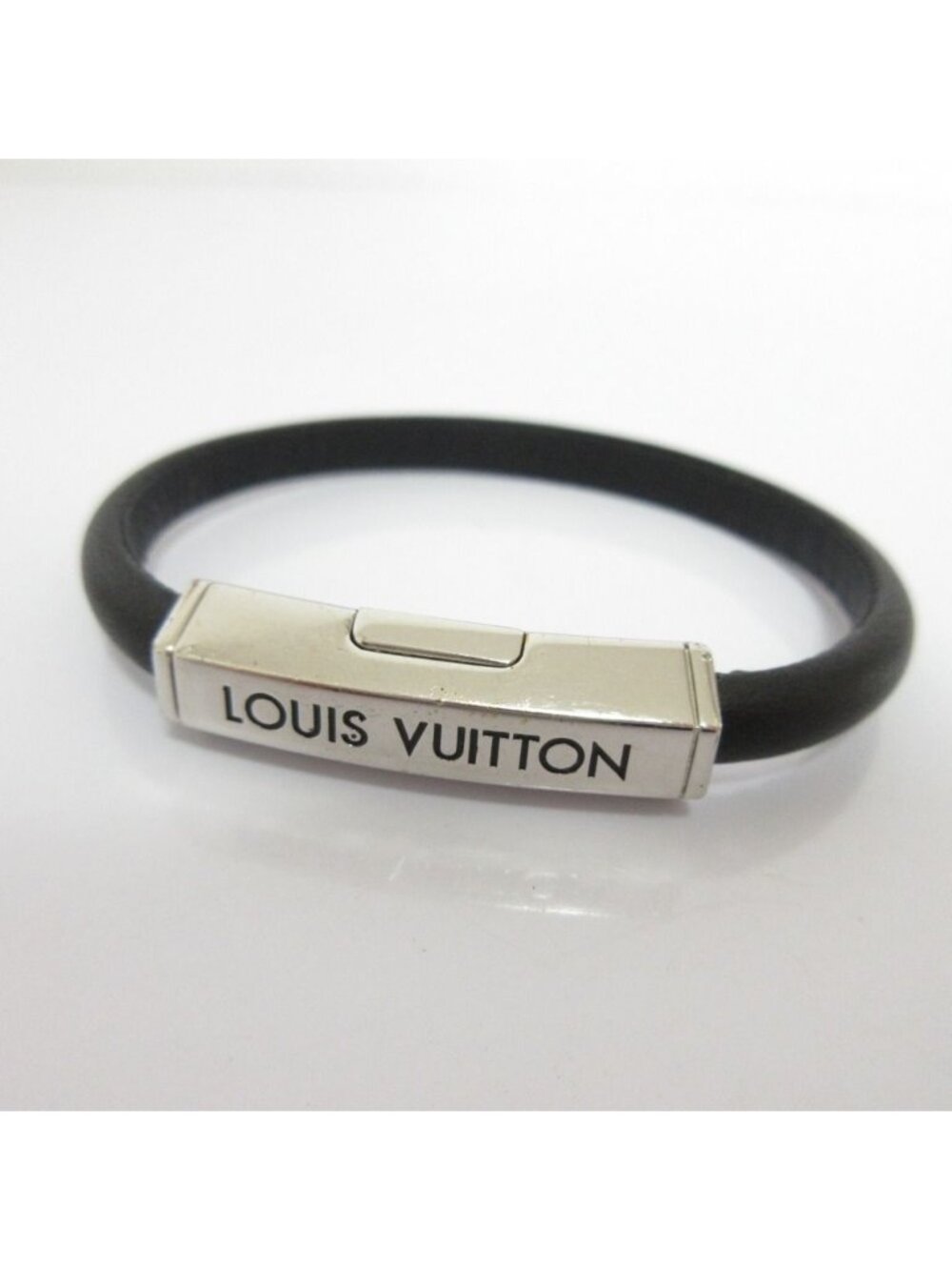 Louis Vuitton Clip It Leather Bracelet Black